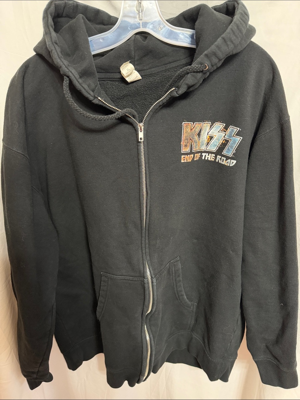 Kiss Black Zip-Up Hoodie with Multicolor Logo Accent